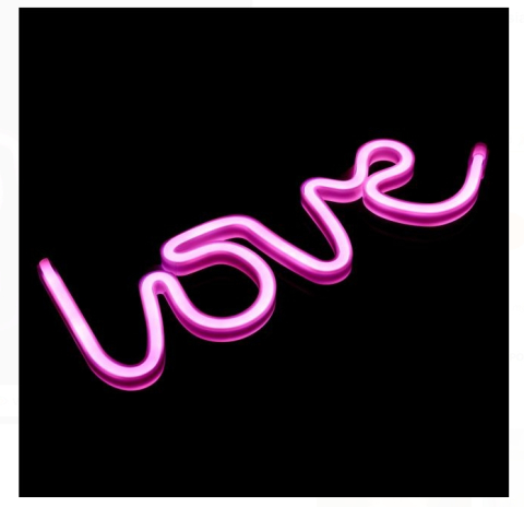 Lampa LED Neon LOVE Fucsia cu USB 35.5x13cm [2]