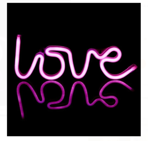Lampi cu LED - Lampa LED Neon LOVE Fucsia cu USB 35.5x13cm