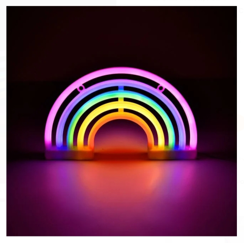 Lampi cu LED - Lampa LED Neon Curcubeu Colorat cu USB 30x18cm