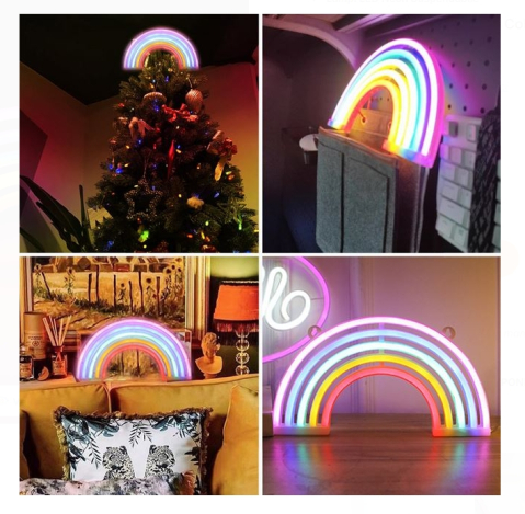 Lampa LED Neon Curcubeu Colorat cu USB 30x18cm [1]