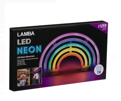 Lampa LED Neon Curcubeu Colorat cu USB 30x18cm [4]