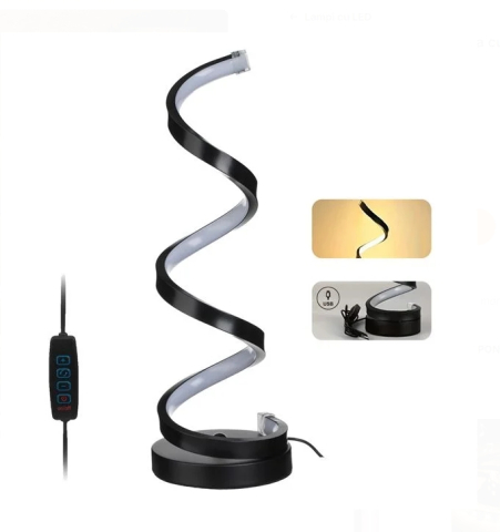 Lampi cu LED - Lapma LED Neagra Spiralata cu USB & 3 Nuante Ø12x37cm