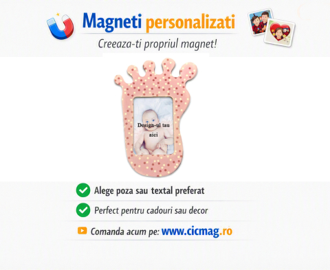 Magneti personalizati - Magnet insertie foto picior bebe roz- personalizabil