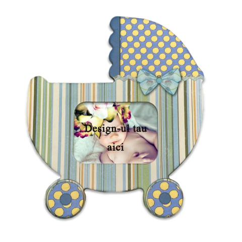 Magneti personalizati - Magnet insertie foto carucior bebe albastru - personalizabil