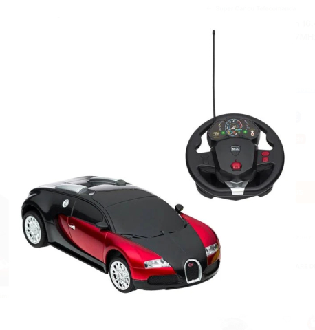 Jucarii baieti - Masina Bugatti Veyron 16.4 Grand Sport Rosie cu Volan Telecomanda 1:24 / 27MHz