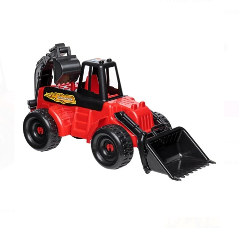 Jucarii baieti - Vehicul de Santier Buldozer cu Brat Mare Rosu Negru 54cm