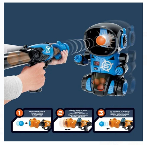 Arme cu Sageti din Spuma - Jucarie Robot Power Popper Gun cu Sunet & Lumina