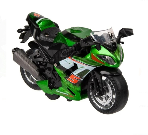 Jucarii baieti - Motocicleta de Curse Verde cu Sunet & Lumini 1:14