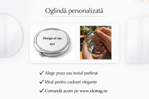 Diverse de Personalizat - Oglinda de buzunar metalica - personalizabila