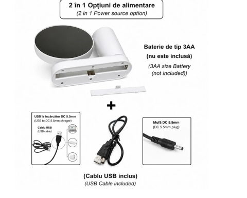 Oglinda magica cu insertie foto si lumina LED cu suport de pixuri - ROTUND [2]