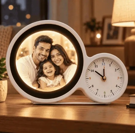 Oglinda magica cu ceas insertie foto si lumina LED - ROTUNDA [9]