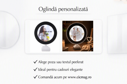 Diverse de Personalizat - Oglinda magica cu insertie foto si lumina LED - ROTUND