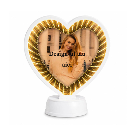 Diverse de Personalizat - Oglinda magica cu insertie foto si efect LED - INIMA