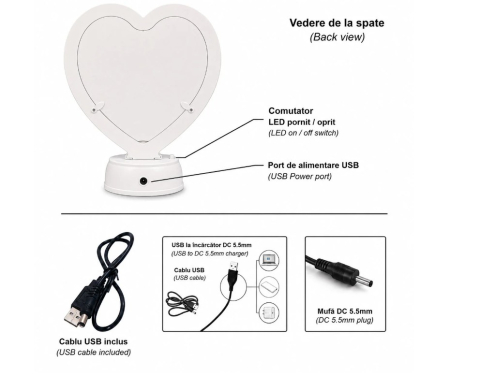 Oglinda magica cu insertie foto si efect LED - INIMA [4]
