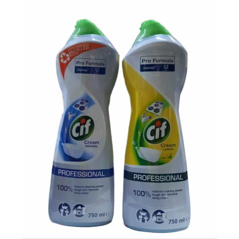 Solutie suprafete - Pachet 2 x Crema Suprafete Cif Cream Professional Original, Lemon, 750 ml