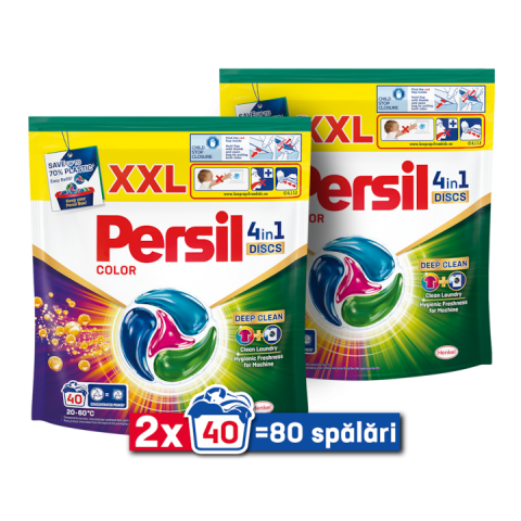 Detergent rufe - Pachet 2 x Detergent de rufe capsule Persil 4in1 Discs Color, 80 spalari
