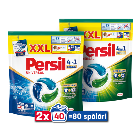 Detergent rufe - Pachet 2 x Detergent de rufe capsule Persil 4in1 Discs Universal, 80 spalari