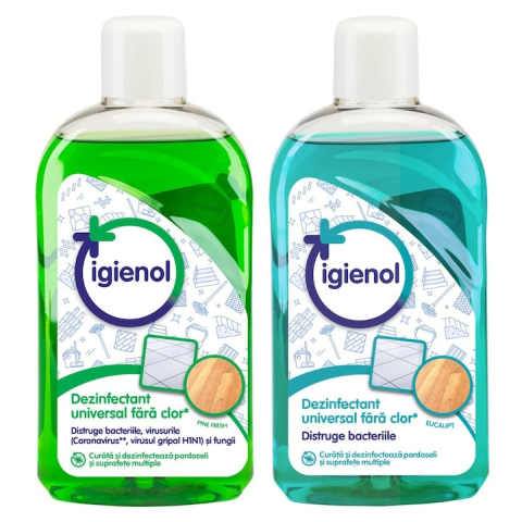 Solutie suprafete - Pachet 2 x Dezinfectant Universal Multisuprafete Igienol Pine, 1 l si Igienol Eucalipt, 1 l