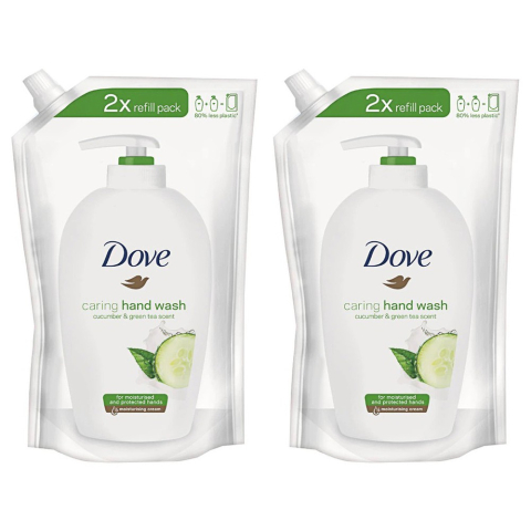 Gel de dus - Pachet 2 x Rezerva Sapun Lichid Dove Go Fresh, Castravete si Ceai Verde, 500 ml