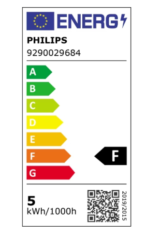 Pachet 3 becuri LED Philips B35, E14, 5W (40W), 470 lm, lumina alba calda (2700K), clasa energetica F [2]