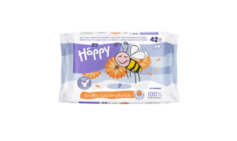 Servetele si hartie igienica - Pachet 3 x HAPPY Hartie Igienica Umeda cu Extract de Galbenele 42 bucati
