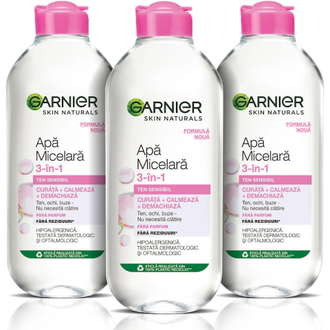 Ingrijire personala - Pachet Garnier: 3 x Apa micelara Skin Naturals pentru tenul sensibil, 400 ml