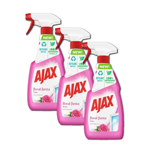 Solutie geamuri - Pachet Solutie pentru curatat geamuri Ajax Floral Fiesta Flowers Bouquet Pink, 500 ml X3