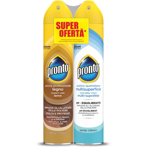 Solutie suprafete - Pachet Spray Ingrijire si curatare mobila lemn Pronto Classic+ Multi Suprafete , 2x300ml