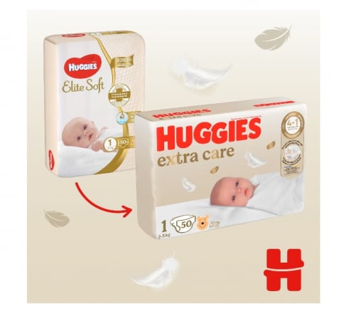 Scutece Huggies Extra Care 1 Jumbo, 2-5 kg, 50 buc [5]