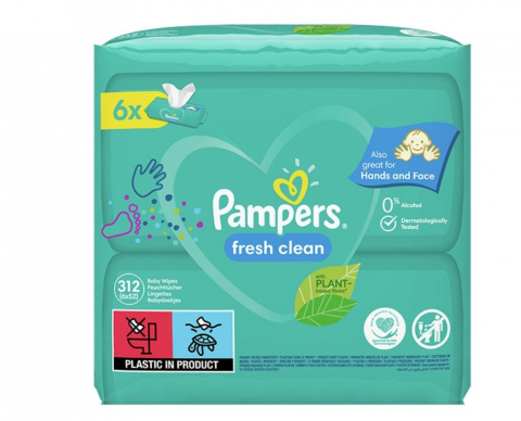 Scutece si servetele umede copii - Pampers fresh clean Servetele Umede, 6 pachete x 52, 312 buc