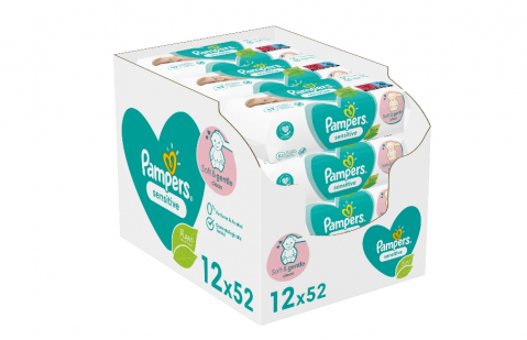 Scutece si servetele umede copii - Pampers sensitive Servetele Umede 12 x 52, 624 Bucati
