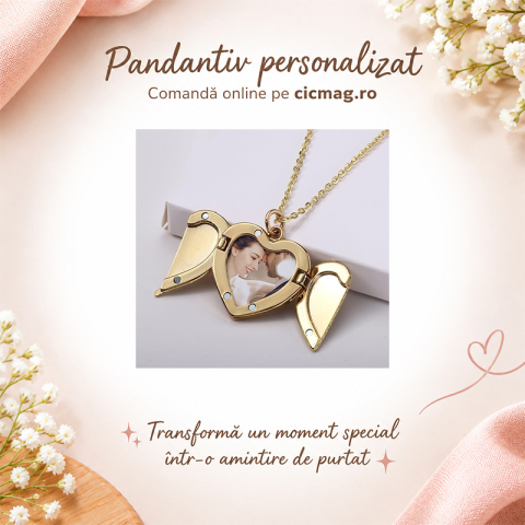 Bijuterii & Accesorii Personalizate - Pandantiv auriu  personalizat cu lant