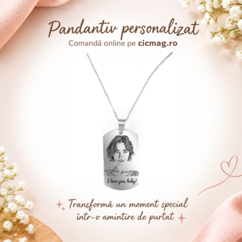 Personalizare prin gravura - Pandantiv personalizat prin gravare - argintiu