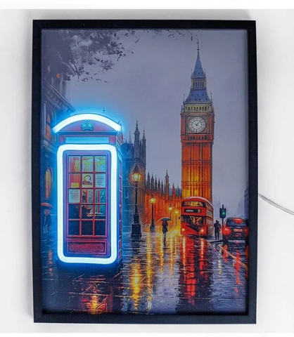 Lampi cu LED - Tablou cu Iluminare Neon Londra 30x40cm