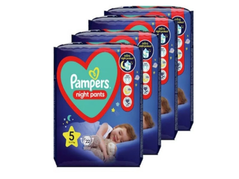 Ingrijire personala - Pantaloni Pampers pentru noapte, nr. 5, 88 bucati, protectie 12 ore, (4x22 buc)