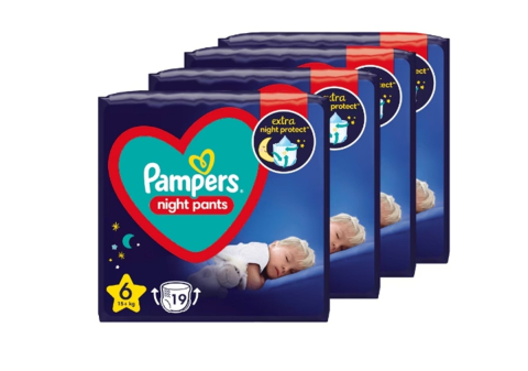 Scutece si servetele umede copii - Scutece-chilotei Pampers Night Pants, nr. 6, protectie 12 ore, 76 buc (4x19)
