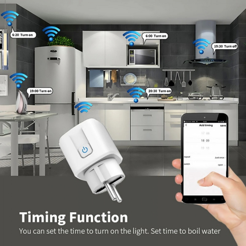 Priza inteligenta wireless , 16 A, compatibil cu Android / iOS, Smart Life, Tuya, Google Assistant, Alexa contorizare si monitorizare consum , Alb [3]