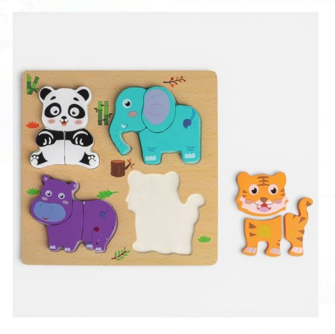 Puzzle din Lemn cu Animalute 19x19cm [2]