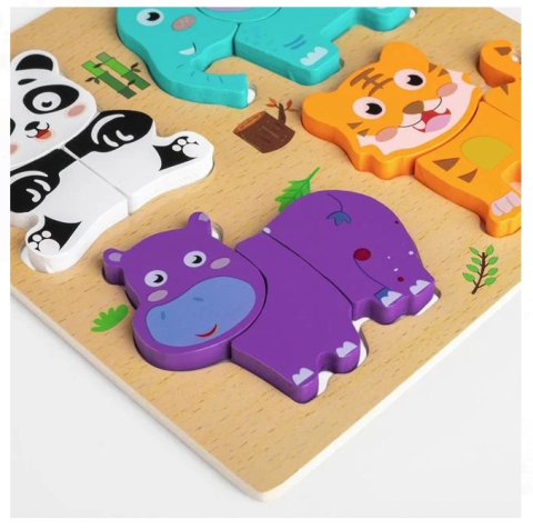 Puzzle din Lemn cu Animalute 19x19cm [1]