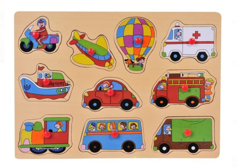 Jucarii interactive din lemn - Puzzle de Lemn Vehicule (10 piese) 22.5x30cm