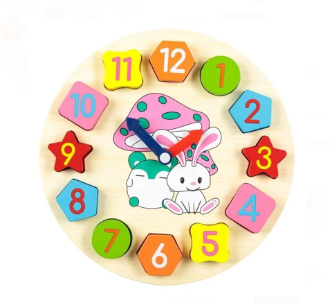 Puzzle din Lemn Ceas Animale (12 piese) - 25cm [1]