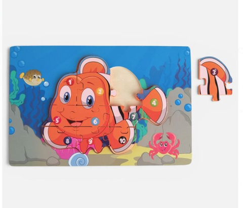 Puzzle din Lemn cu Model Pestisor 15x22cm [2]
