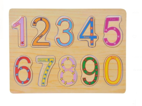 Jucarii interactive din lemn - Puzzle de Lemn Cifre (10 piese) - 29x21.5cm