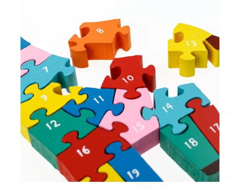 Puzzle din Lemn cu Cifre Colorate Girafa 11x28cm [1]