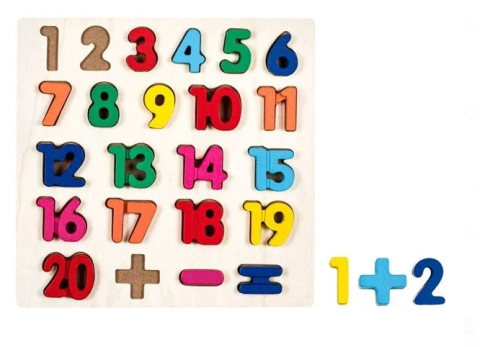Jucarii interactive din lemn - Puzzle din Lemn Cifre (23 de piese) - 28x27.5cm
