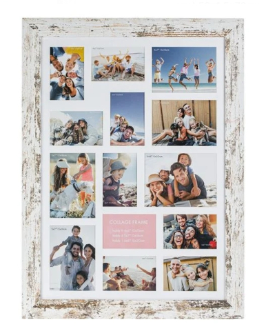 Rame Foto - Rama Foto Decorativa din Lemn Alb Brushed (14 poze) 59x1.5x79cm
