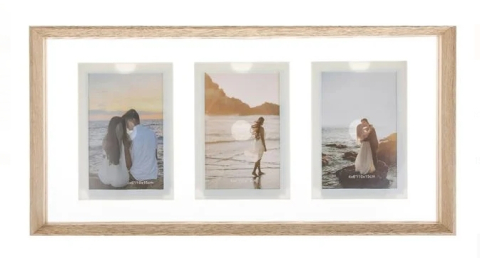 Rame Foto - Rama Foto cu Cadru Bej & Suprafata din Sticla (3 poze) 50x25x3cm