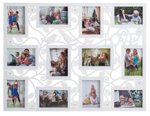 Rame Foto - Rama Foto Decorativa Alba Dreptunghiulara pentru 12 Poze 70x54cm