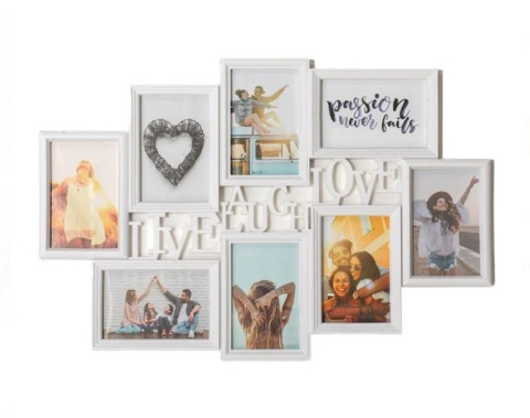Rame Foto - Rama Foto Alba "Live Laugh Love" pentru 8 Fotografii 62x42,5cm
