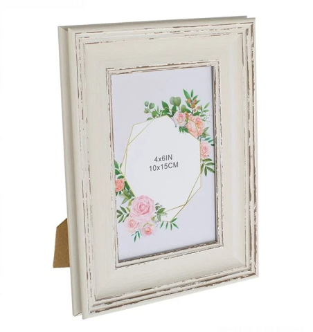 Rame Foto - Rama Foto Alba cu Model Vintage Brushed 10x15cm